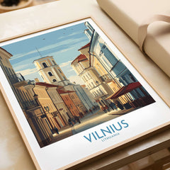 Vilnius Poster - Lithuania Old Town Wall Art - European City Print featuring charming Vilnius street scene.