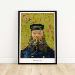 Exhibition Art Print Vincent van Gogh The Postman Famous Portrait Wall Art Poster framed on a wall
