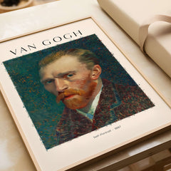 Vincent van Gogh Self Portrait 1887 Post Impressionist Artist Poster Print Wall Art displayed in a frame.