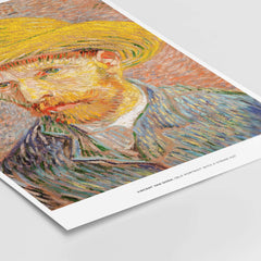 Vincent van Gogh Self Portrait Straw Hat Post-Impressionist Art Print Poster showcasing vibrant colors and textured brushstrokes.