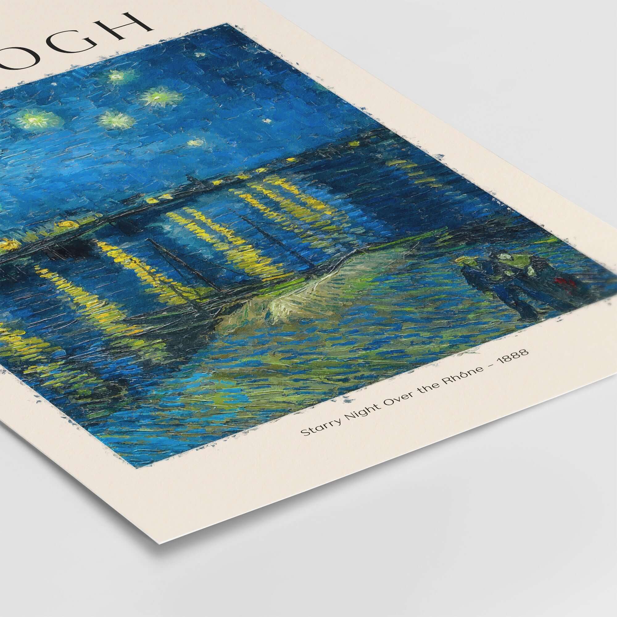 Vincent van Gogh Starry Night Over the Rhône 1888 Post Impressionist Landscape Poster Print featuring a vibrant night sky and reflections.