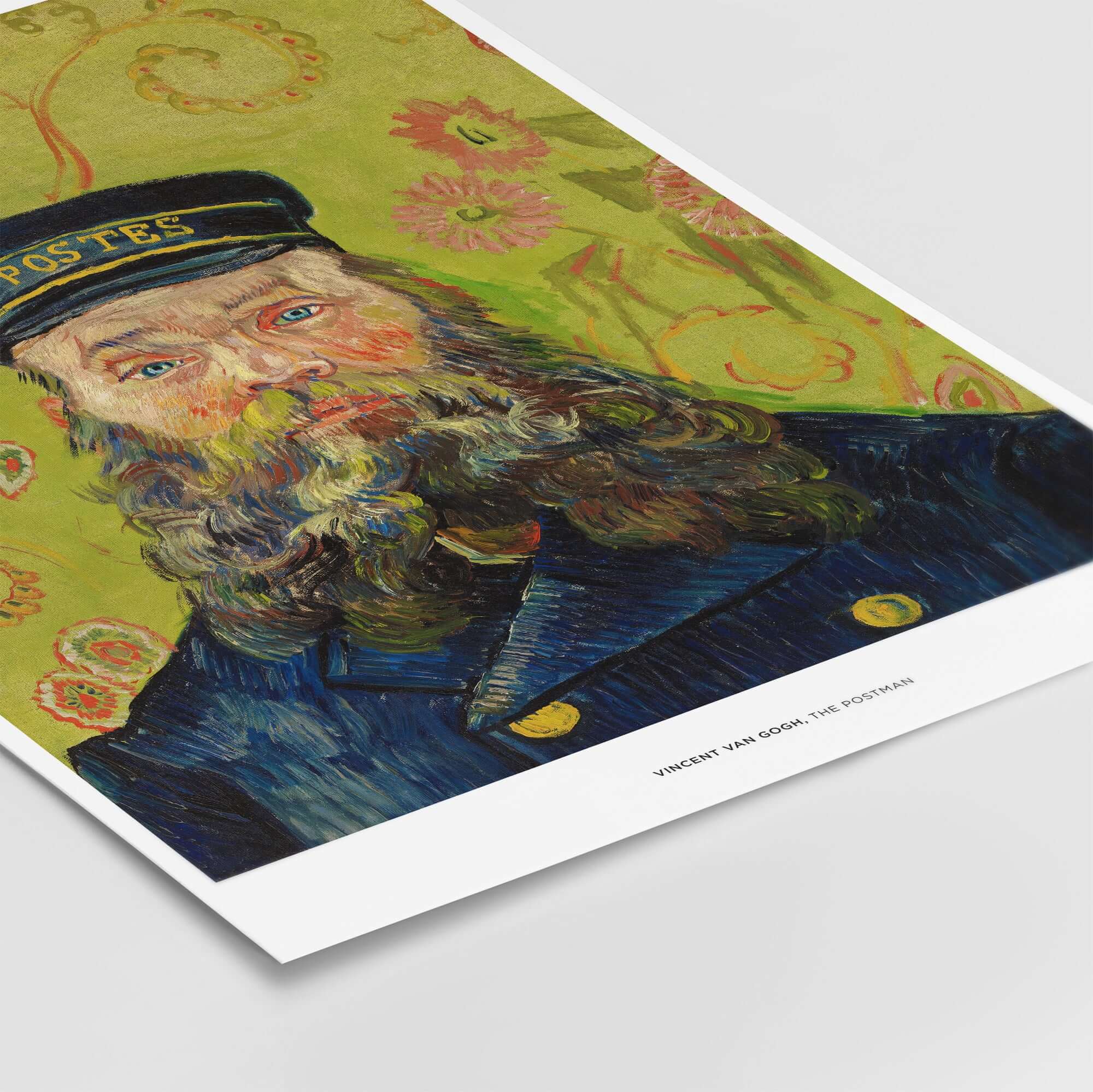 Exhibition Art Print Vincent van Gogh The Postman Famous Portrait Wall Art Poster showcasing a vibrant portrait of Joseph Roulin.