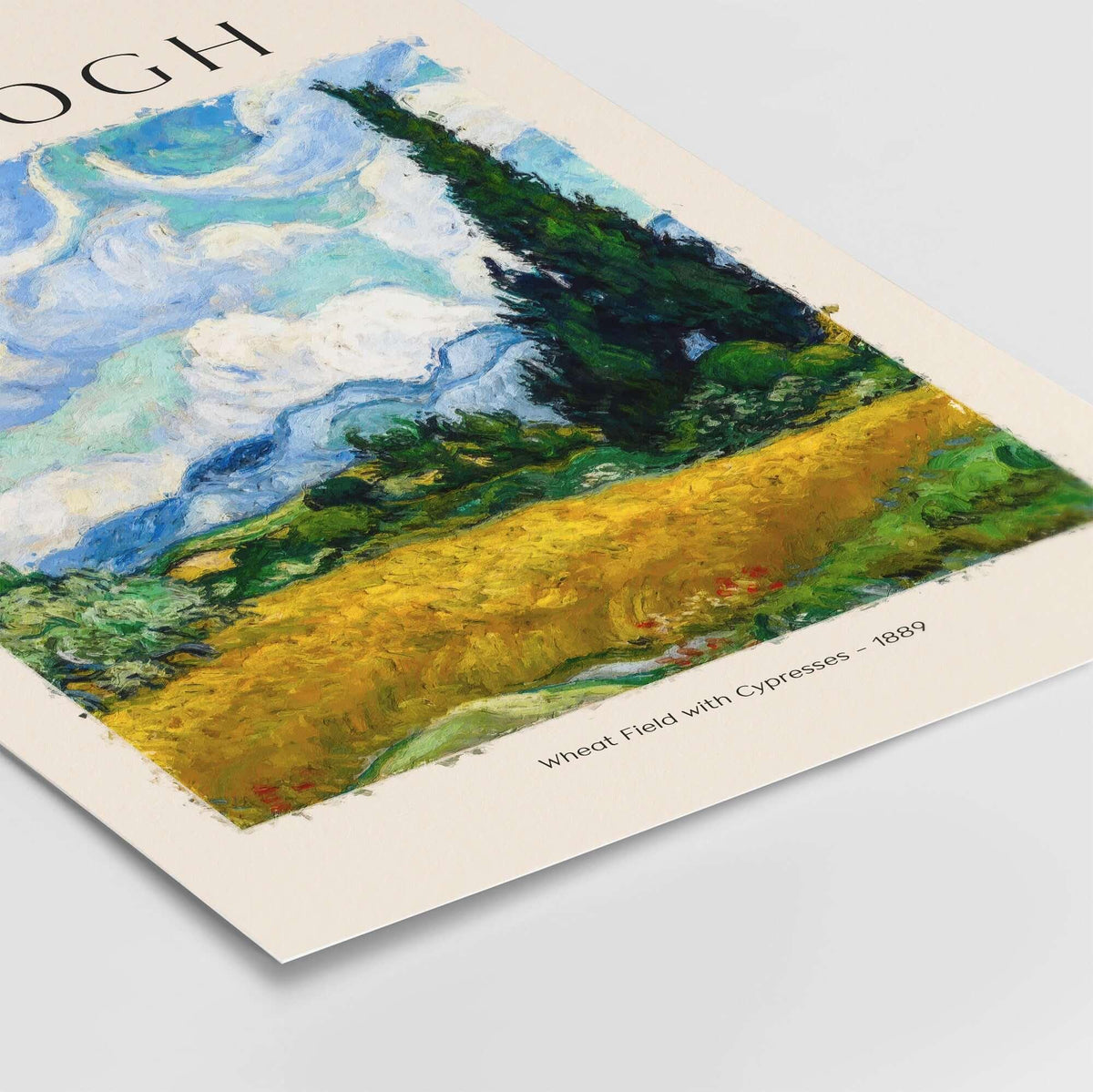 Vincent van Gogh Wheat Field with Cypresses 1889 Landscape Art Print Post Impressionist Poster showcasing vibrant landscape.
