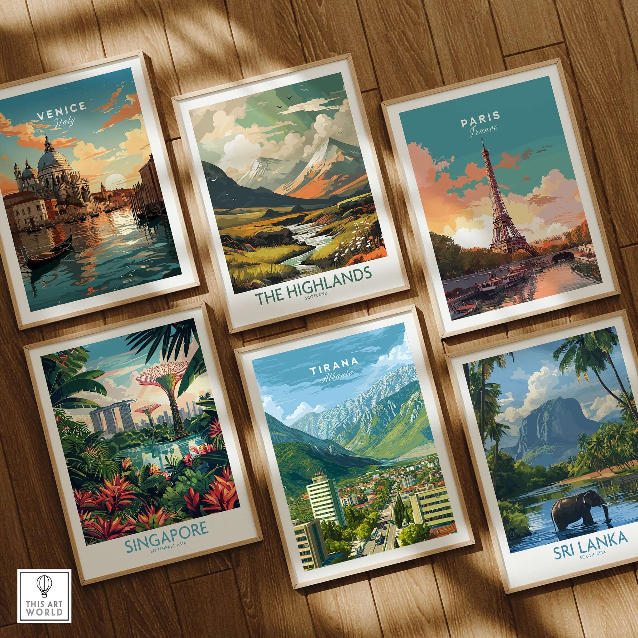 Tirana Cityscape Canvas Print | Albanian Travel Wall Decor featuring various cityscape art prints.