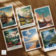 West Kirby England Travel Poster | Golden Sunset Beach Wall Art Print collection with Venice, The Highlands, Paris, Singapore, and Sri Lanka.