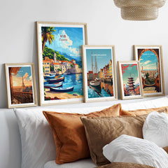 Vis Travel Print Croatia showcasing beautiful Croatian landscapes and cityscapes in framed wall art.
