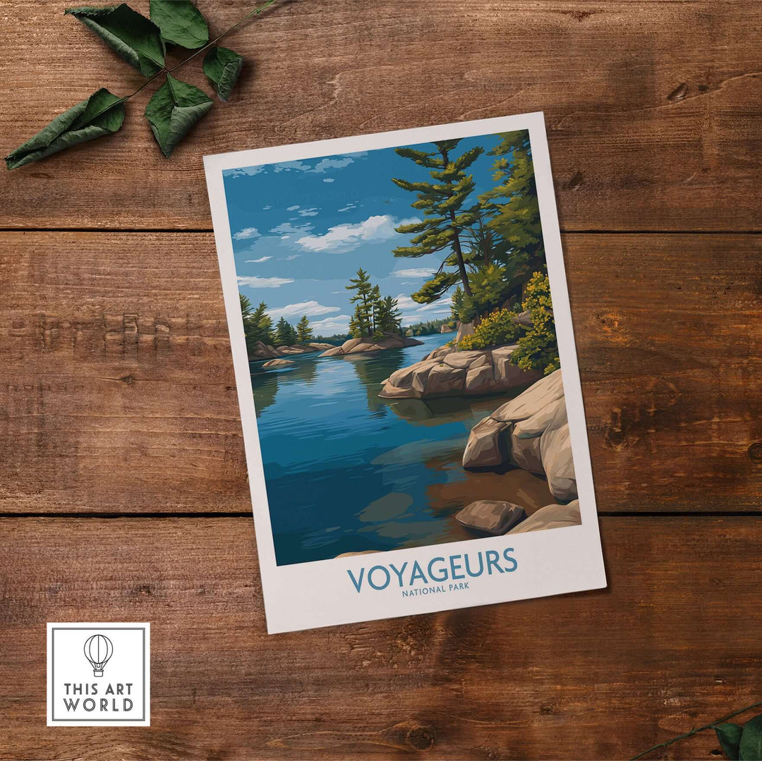 Voyageurs National Park Print | Minnesota Lake Islands Poster featuring tranquil lakes and lush greenery.