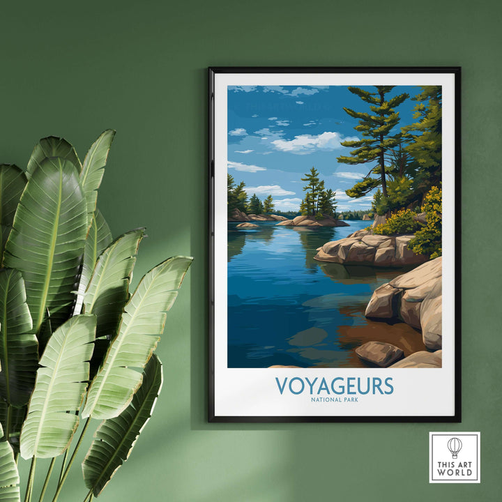 Voyageurs National Park Print | Minnesota Lake Islands Poster featuring serene lake islands and lush greenery.