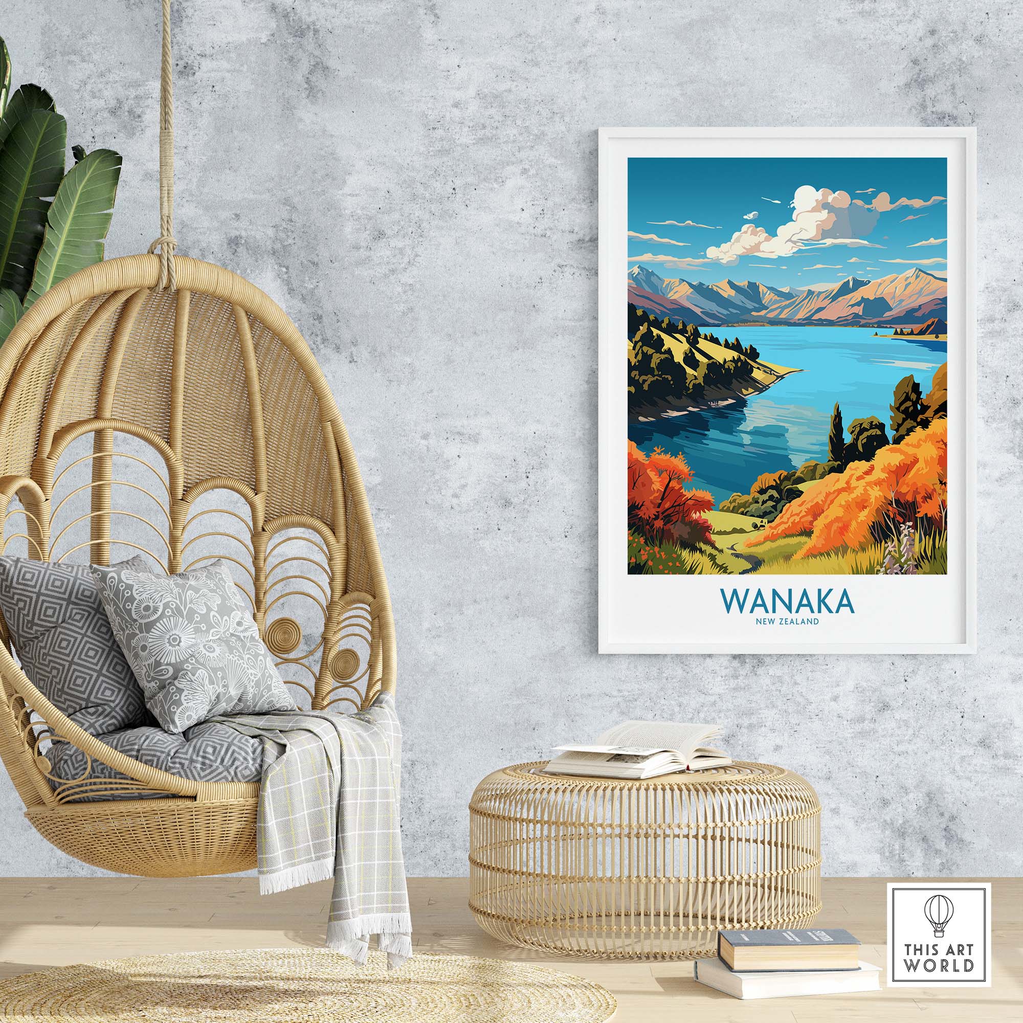 Wanaka Travel Poster New Zealand part of our best collection or travel posters and prints - This Art World