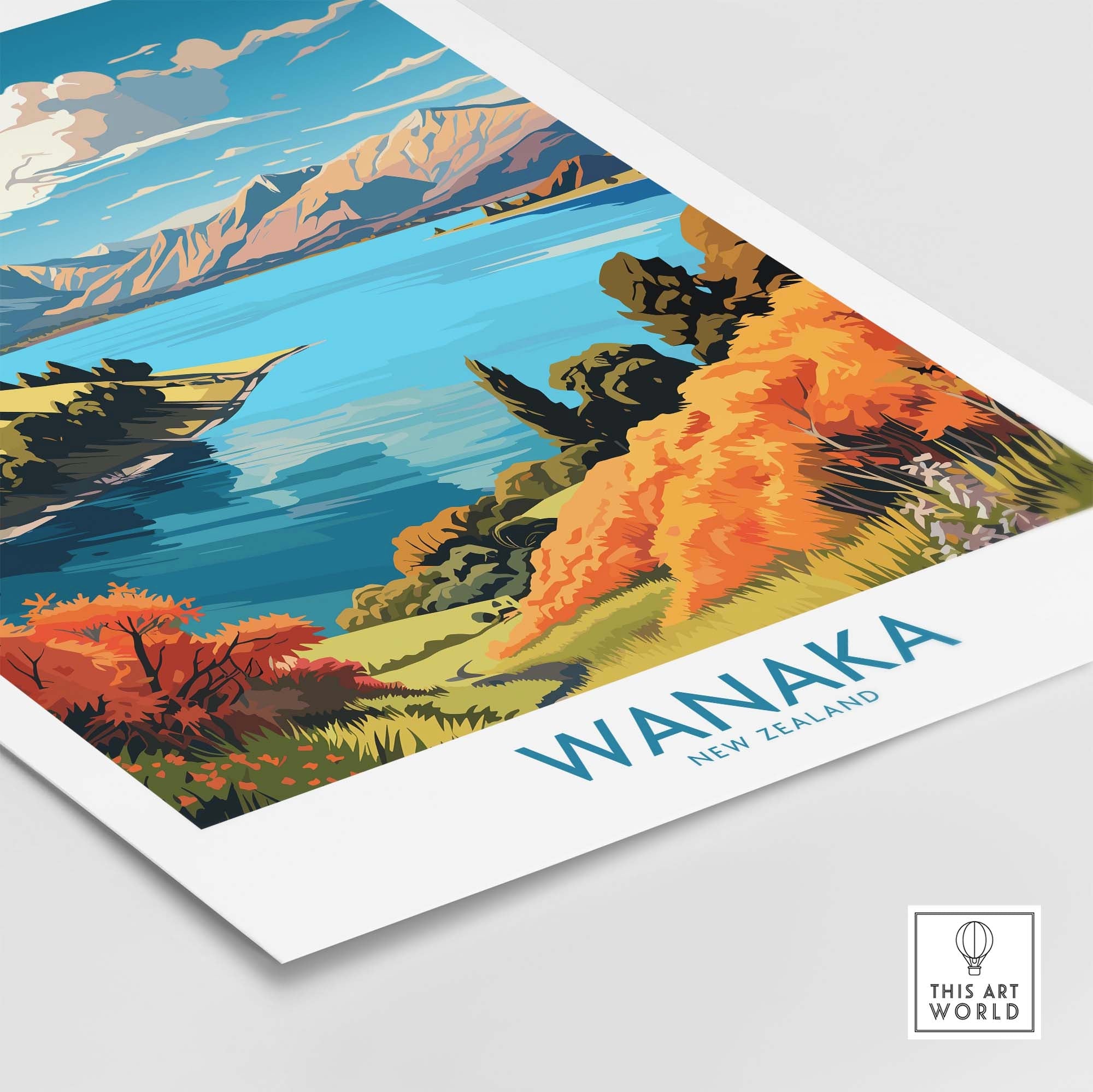 Wanaka Travel Poster New Zealand part of our best collection or travel posters and prints - This Art World