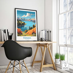 Wanaka Travel Poster New Zealand part of our best collection or travel posters and prints - This Art World