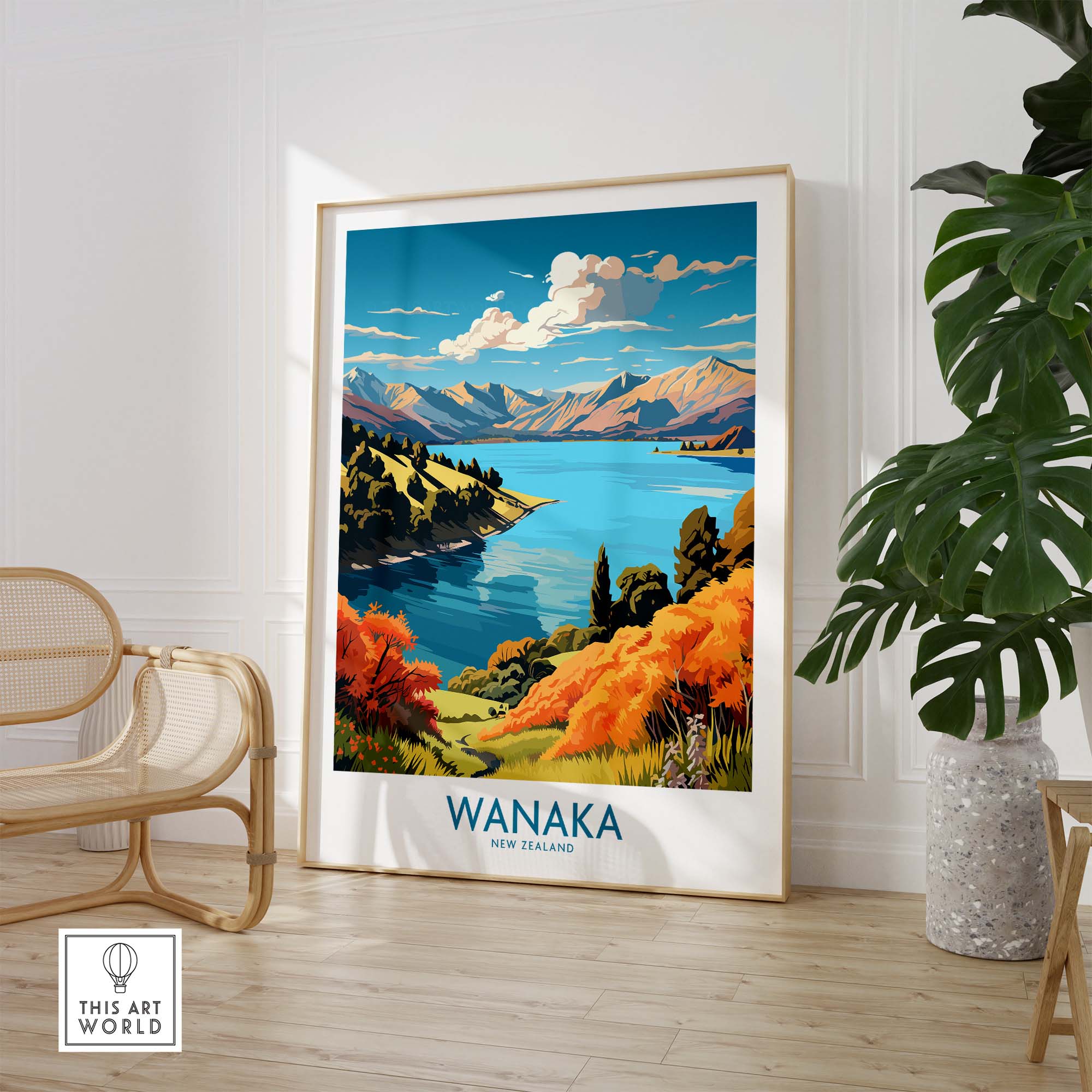 Wanaka Travel Poster New Zealand part of our best collection or travel posters and prints - This Art World