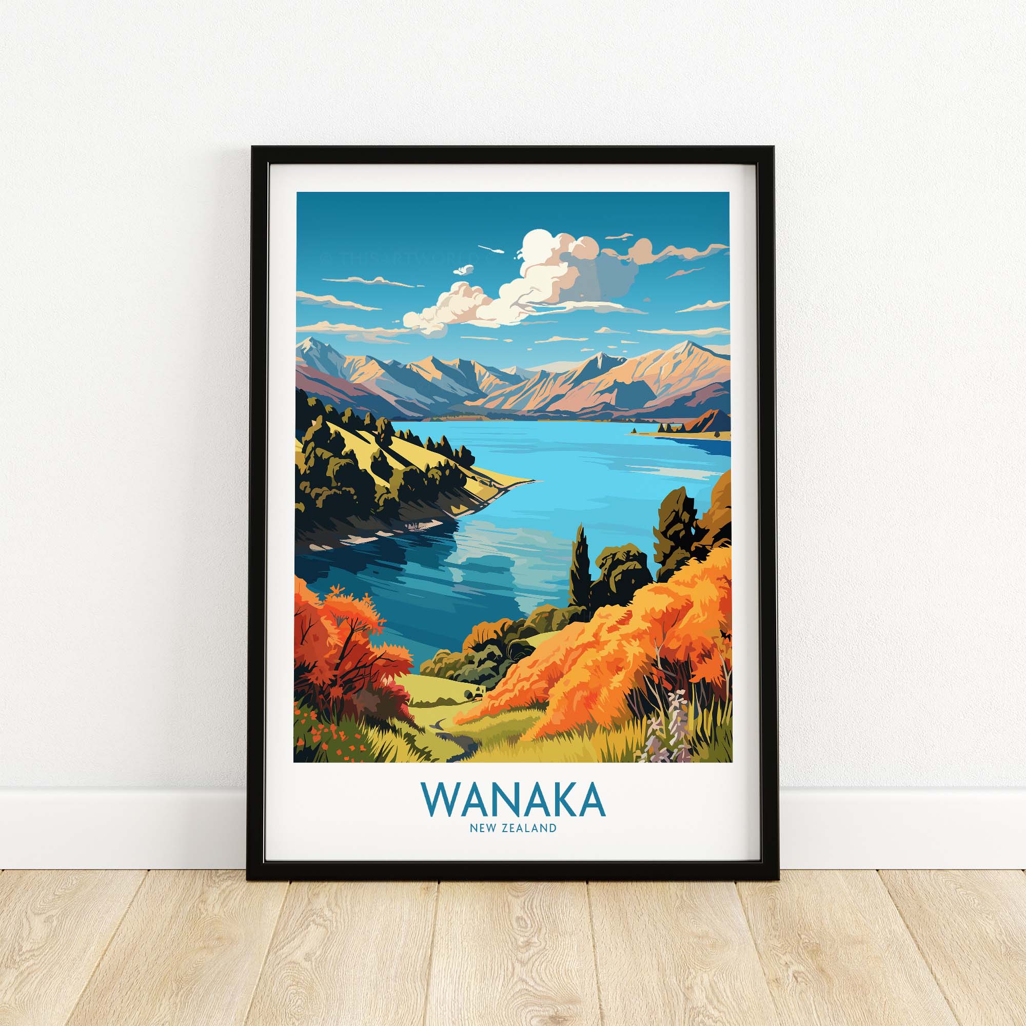 Wanaka Travel Poster New Zealand part of our best collection or travel posters and prints - This Art World