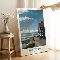 West Kirby Canvas Art Print showcasing a serene coastal scene with sandy shores and charming architecture.