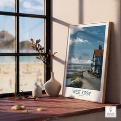 West Kirby Canvas Art Print showcasing serene coastal scenery and charming architecture in a beachside setting.