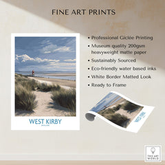 West Kirby England Poster | Coastal Sand Dunes Landscape Canvas Print showcasing fine art prints with professional Giclée printing.