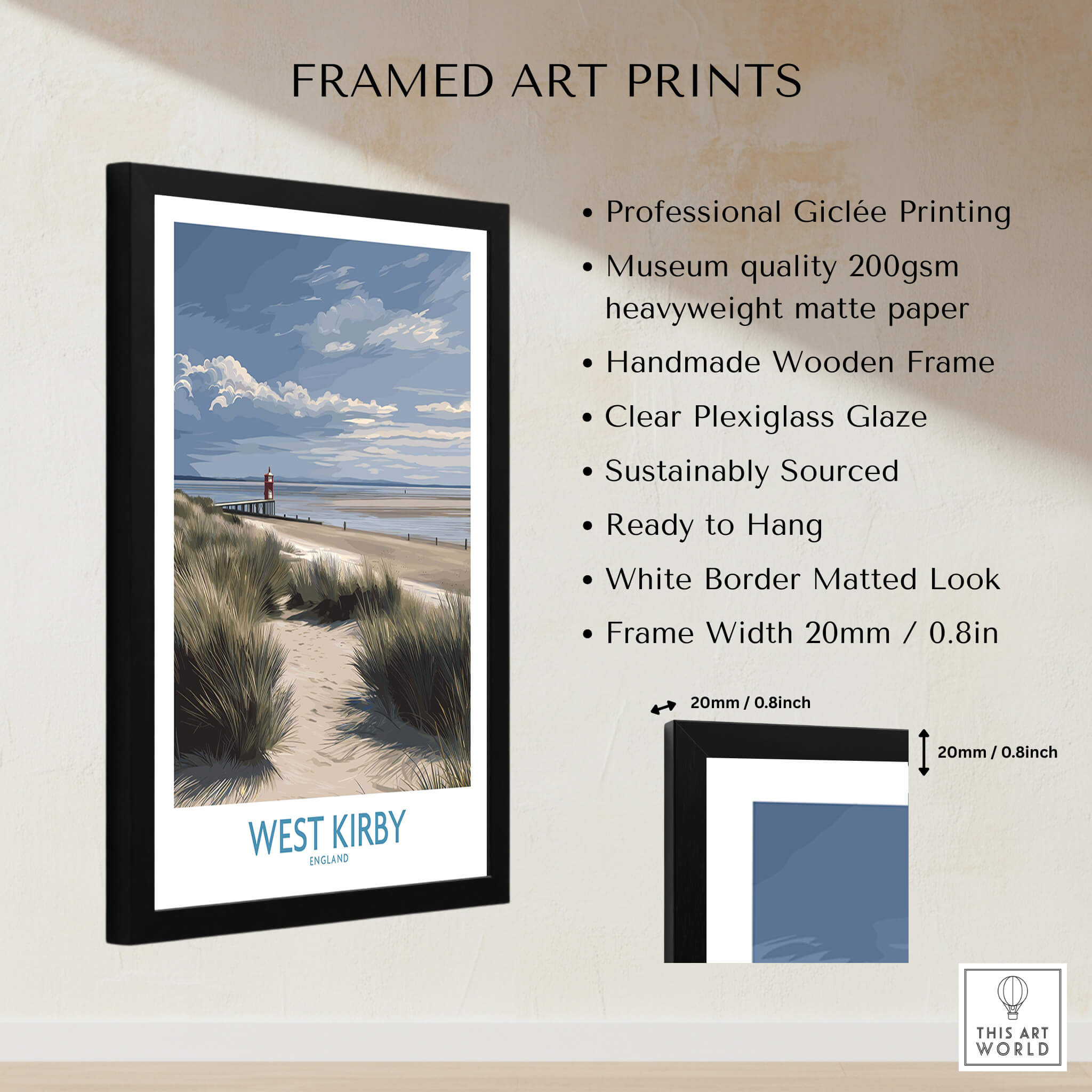 West Kirby England Poster | Coastal Sand Dunes Landscape Canvas Print framed art print showcasing beautiful coastal scenery.