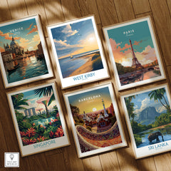 West Kirby England Canvas Print | Serene Coastline Sailboat Scene Poster among travel-themed art prints including Venice, Paris, Singapore and Barcelona.