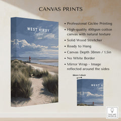 West Kirby England Wall Art Print | Travel Poster with giclée printing details and natural texture on canvas.