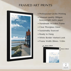 West Kirby Print England Travel Poster framed art print showcasing coastal elegance and vibrant colors.