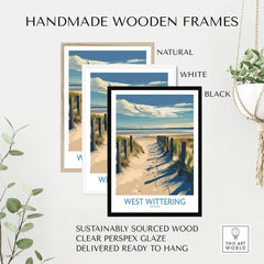 West Wittering Beach Poster - Sussex Travel Print - English Coastline Wall Art in handmade wooden frames.