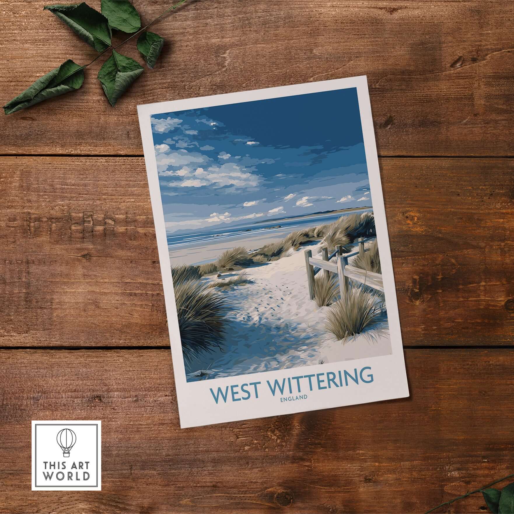 West Wittering Poster - Sussex Dunes Wall Art - English Coastal Print showcasing serene dunes and peaceful landscape.