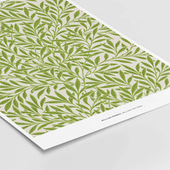 Exhibition Art Print William Morris Willow Pattern Green Botanical Wall Art showcasing intricate green willow leaves.