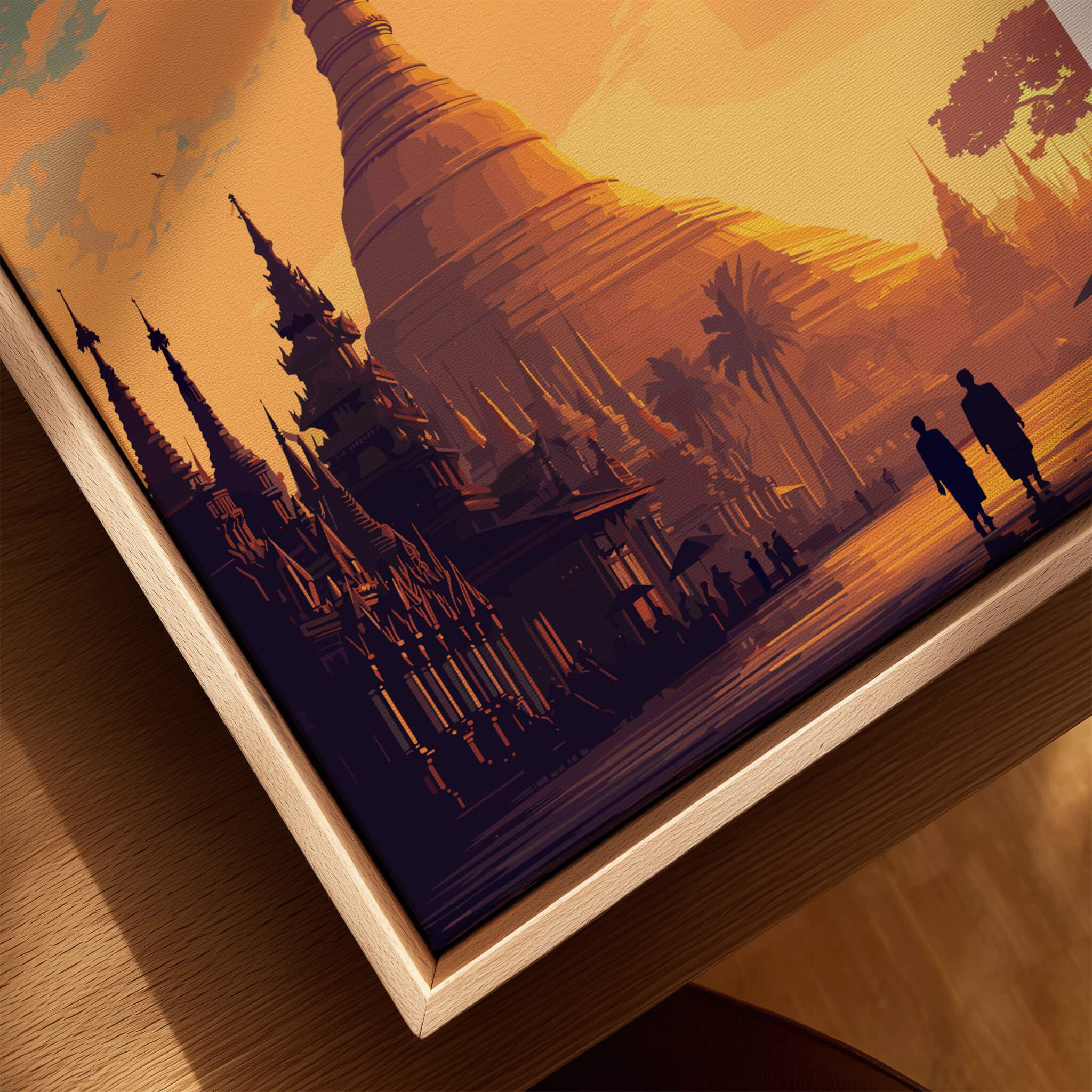 Yangon Myanmar Wall Art Print | Shwedagon Pagoda Sunset Travel Poster showcasing the iconic pagoda at sunset.