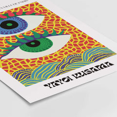 Yayoi Kusama Colorful Eyes Abstract Pattern Contemporary Art Print Paris Poster featuring vibrant eyes and geometric design.