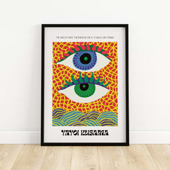 Yayoi Kusama Colorful Eyes Abstract Pattern Contemporary Art Print Paris Poster showcasing vibrant stylized eyes and geometric patterns.