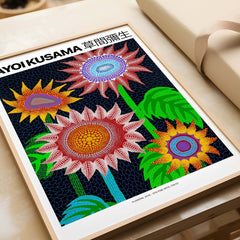 Yayoi Kusama Colorful Flowers 2015 Tokyo Art Print Poster Contemporary Polka Dot Wall Art, vibrant flower art print.