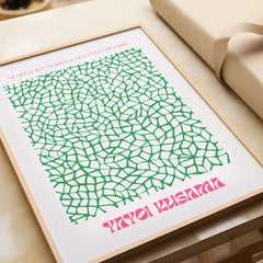 Yayoi Kusama Green Net Pattern Abstract Contemporary Art Print Paris Poster Decor with intricate green design