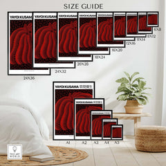 Yayoi Kusama Red Black Pumpkin 2000 Tokyo Exhibition Poster Polka Dot Art Print size guide display