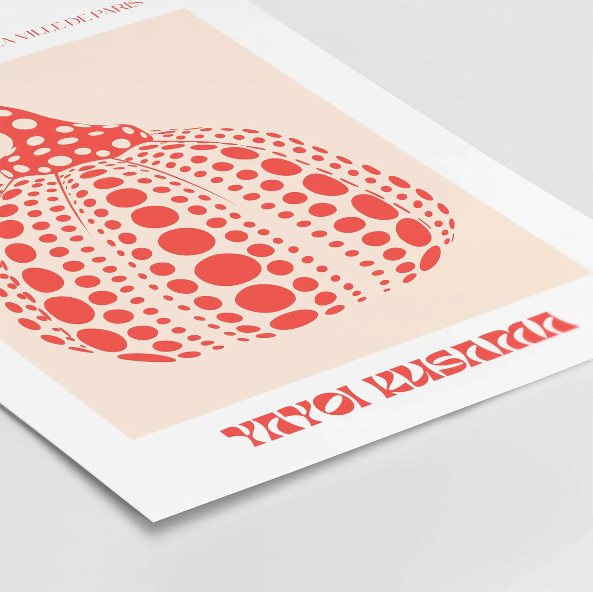 Yayoi Kusama Red Pumpkin Polka Dot Pop Art Print Poster Paris Exhibition Wall Art showcasing vibrant pumpkin design.