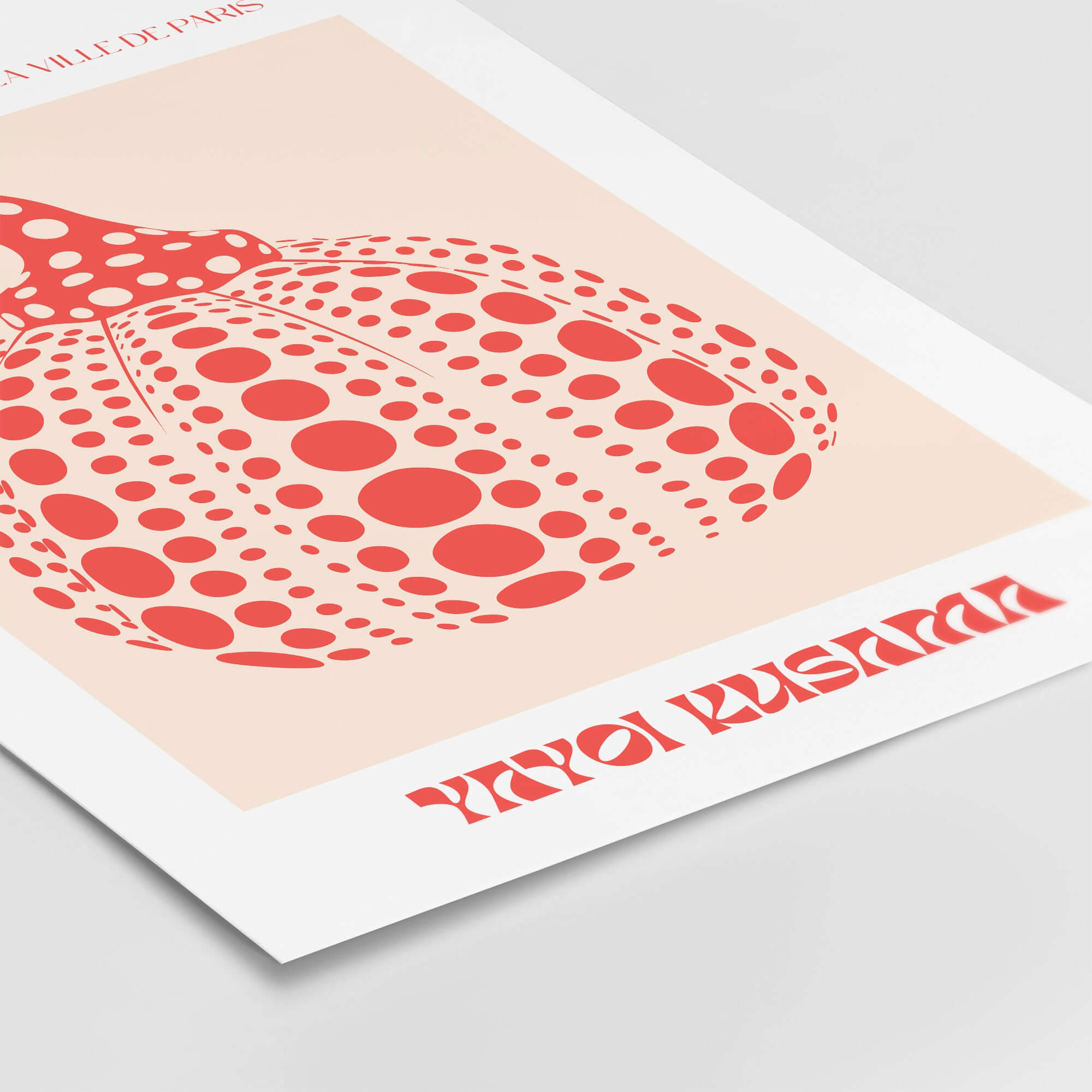 Yayoi Kusama Red Pumpkin Polka Dot Pop Art Print Poster Paris Exhibition Wall Art showcasing vibrant pumpkin design.