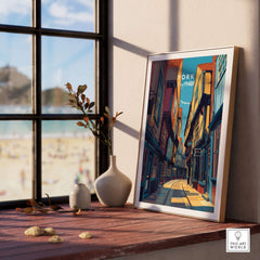 York England Ancient Shambles Lane Poster - Classic English City Art displayed in a sunlit room.
