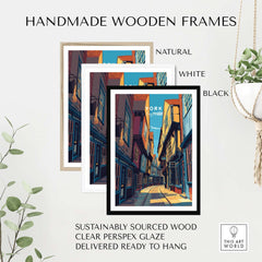 York England Ancient Shambles Lane Poster - Classic English City Art in handmade wooden frames