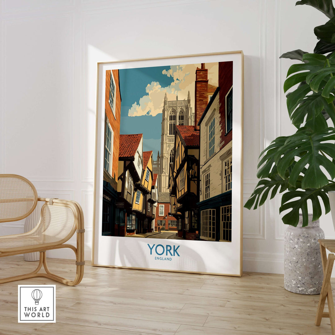 York England Historic Street Wall Art showcasing iconic architecture in a stylish interior setting.