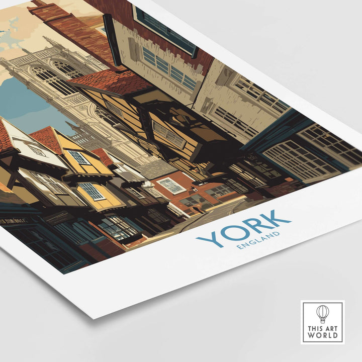 York England historic street wall art featuring classic architecture and cityscape decor.