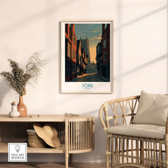 York England Minster Lane Wall Art - Classic English Architecture Decor in a stylish interior setting.