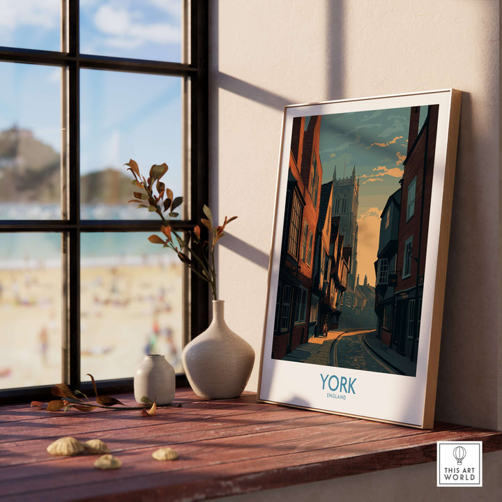 York England Minster Lane wall art showcasing classic architecture in a stylish home setting.