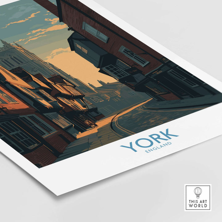 York England Minster Lane Wall Art featuring classic English architecture and historic street scenery.