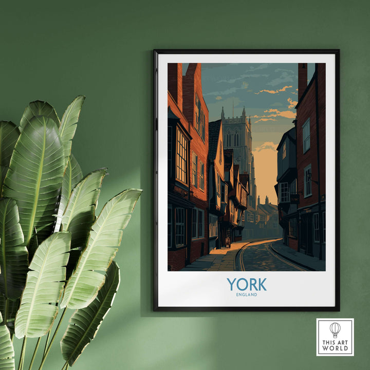 York England Minster Lane Wall Art featuring classic architecture in historic street setting, perfect for home decor.