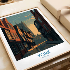 York England Minster Lane Wall Art - Classic English Architecture Decor featuring iconic streets and historic buildings.