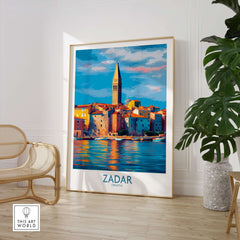 Zadar Croatia Art Print | Colorful Seaside Town Poster featuring vibrant architecture and the sparkling Adriatic coast