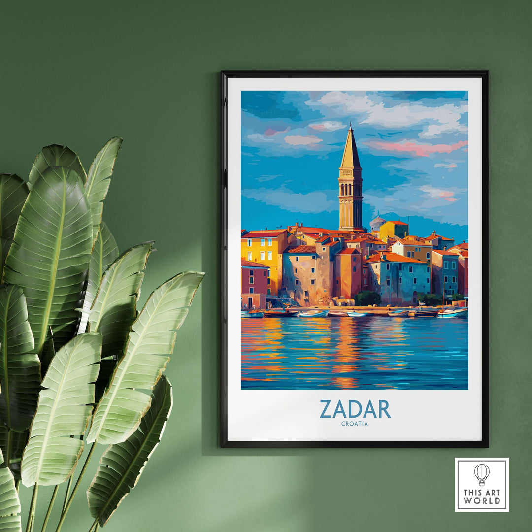 Zadar Croatia Art Print | Colorful Seaside Town Poster featuring vibrant architecture and the Adriatic coast.
