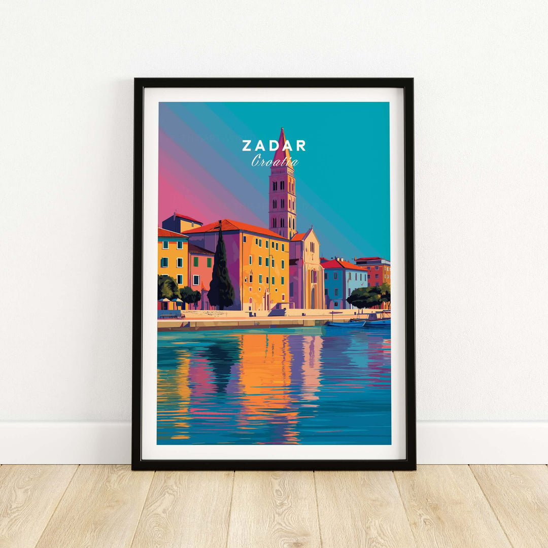Zadar Print | Vibrant Croatian City Wall Decor showcasing colorful architecture and serene waterfront.