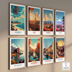 Zanzibar Travel Poster - Tanzania collection of travel art prints featuring iconic cities and landscapes.