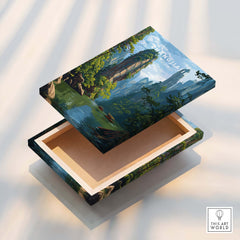 Zhangjiajie Canvas Print | Chinese Landscape Wall Decor showcasing a wooden box with stunning landscape art.