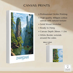 Zhangjiajie China Art Print | Karst Peaks River Poster showcasing stunning landscapes with lush greenery and tranquil waters.
